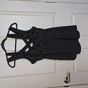 Torrid Polka Dot Crisscross Babydoll Tank Top Black White Women's 2X